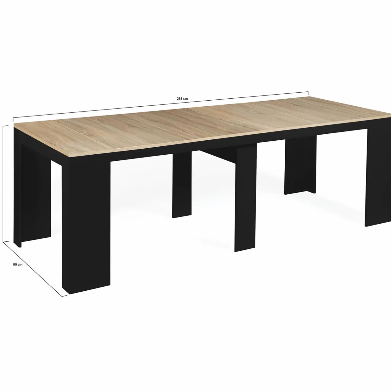 IDMarket Table console extensible 10 personnes bois noir et façon hêtre* Meubles En Bois|Consoles