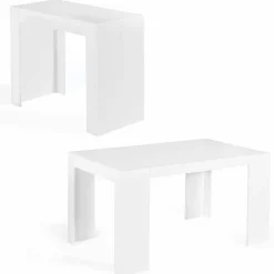 IDMarket Table console extensible blanche 6 personnes 140 cm* Meubles Blancs|Collection Moderne