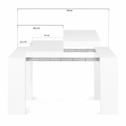 IDMarket Table console extensible blanche 6 personnes 140 cm* Meubles Blancs|Collection Moderne