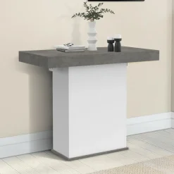IDMarket Table console extensible 10 personnes 235 cm béton et blanc* Consoles|Consoles De Cuisine