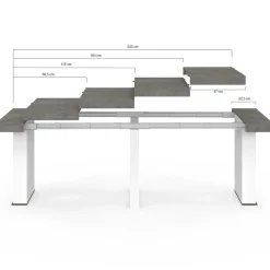 IDMarket Table console extensible 10 personnes 235 cm béton et blanc* Consoles|Consoles De Cuisine