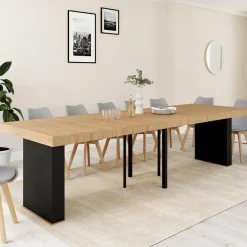 IDMarket Table console extensible 14 personnes 300 cm bois et noir* Consoles|Tables
