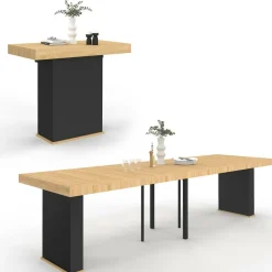 IDMarket Table console extensible 14 personnes 300 cm bois et noir* Consoles|Tables