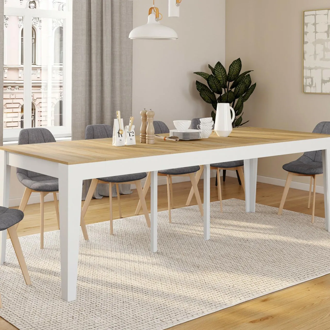 IDMarket Table console extensible 10 personnes 235 cm bois et façon hêtre* Tables|Tables Et Chaises