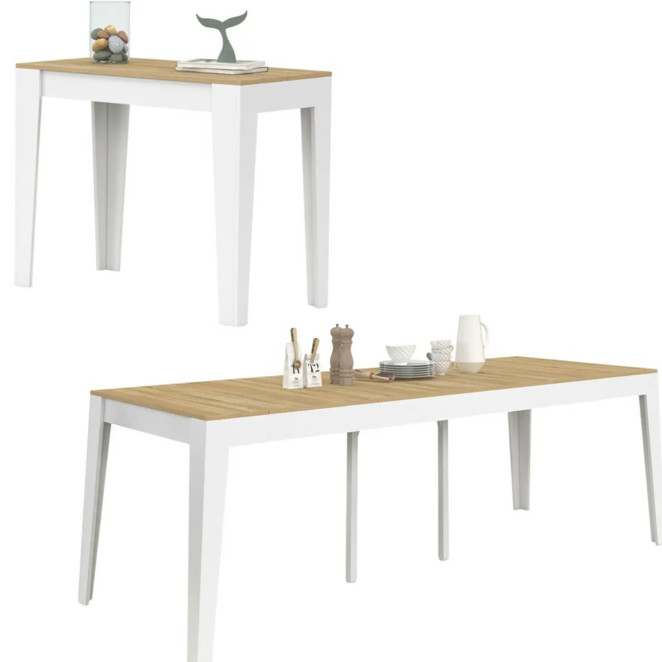 IDMarket Table console extensible 10 personnes 235 cm bois et façon hêtre* Tables|Tables Et Chaises