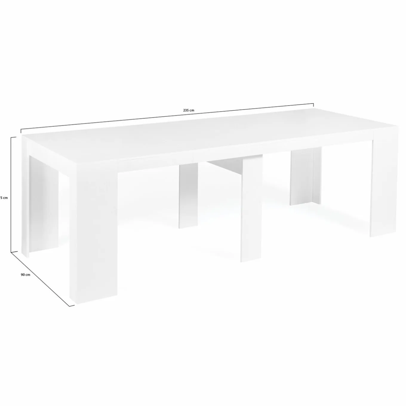 IDMarket Table console extensible blanche 10 personnes 235 cm* Meubles Blancs|Collection Moderne