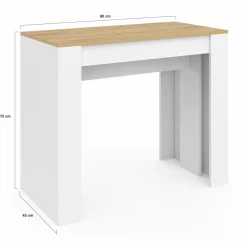 IDMarket Table console extensible bois blanc et façon hêtre 300 cm 14 personnes* Consoles|Consoles De Cuisine