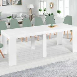IDMarket Table console extensible blanche 14 personnes 300 cm* Meubles Blancs|Collection Moderne