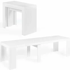 IDMarket Table console extensible blanche 14 personnes 300 cm* Meubles Blancs|Collection Moderne