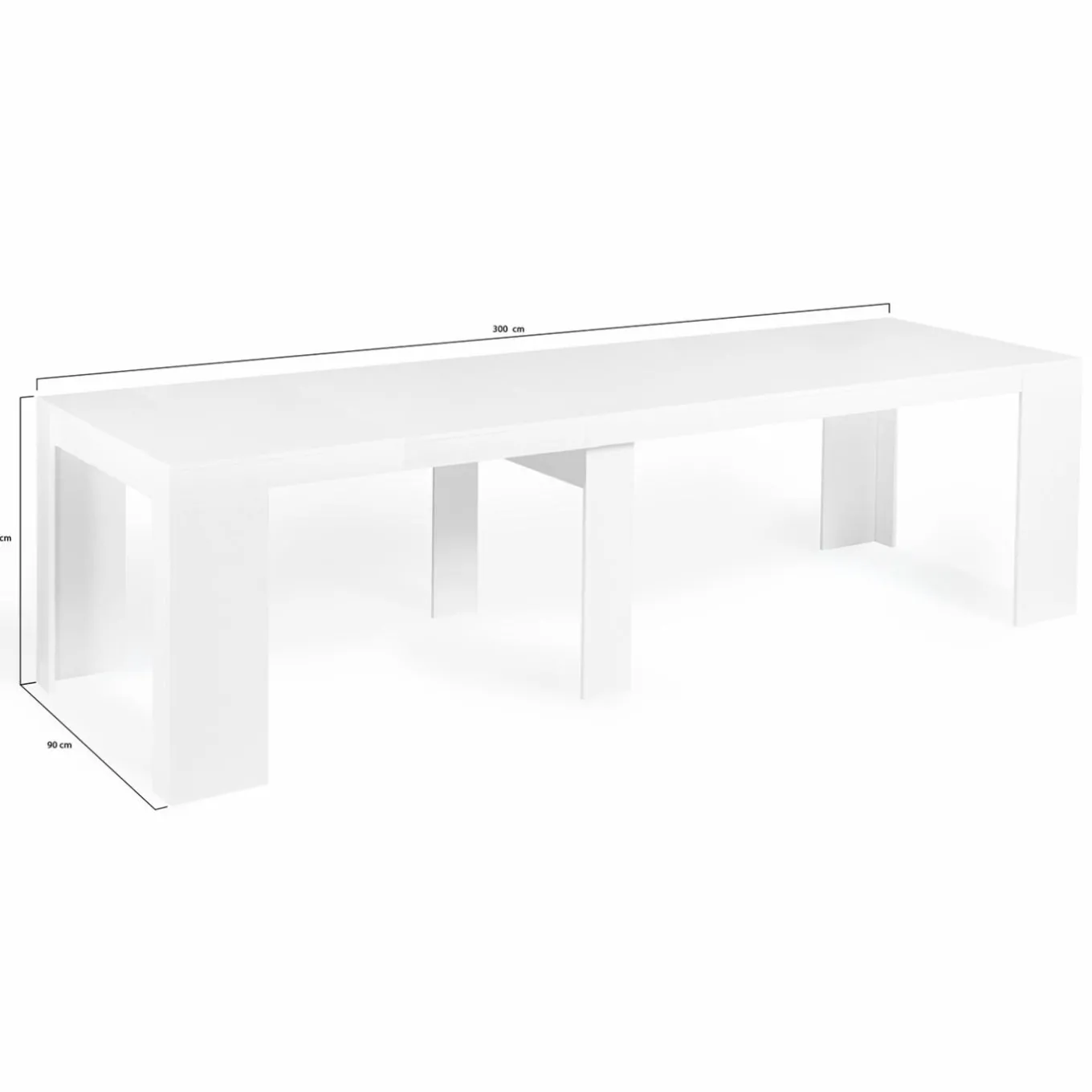 IDMarket Table console extensible blanche 14 personnes 300 cm* Meubles Blancs|Collection Moderne