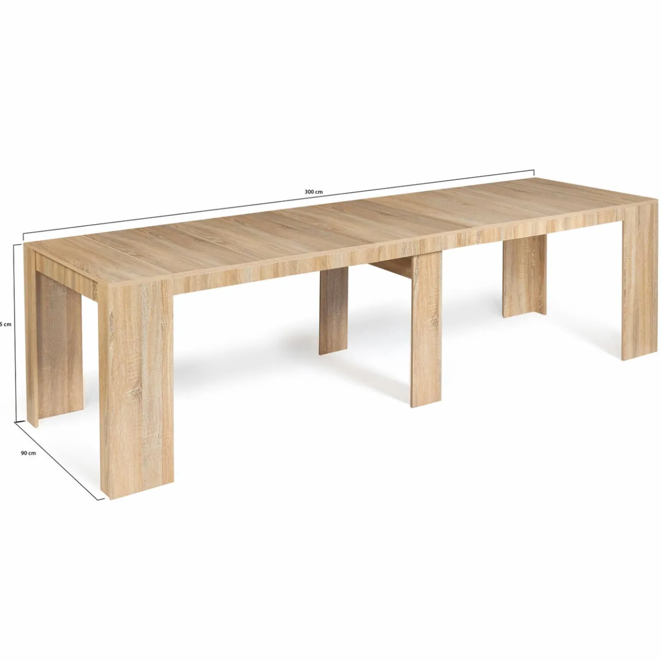 IDMarket Table console extensible imitation hêtre 14 personnes 300 cm* Meubles En Bois|Collection Design