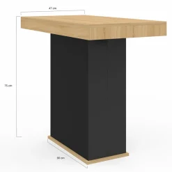 IDMarket Table console extensible bois et noir* Collection Design|Collection Moderne