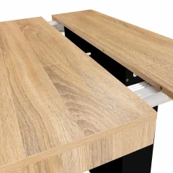 IDMarket Table console extensible bois et noir* Collection Design|Collection Moderne