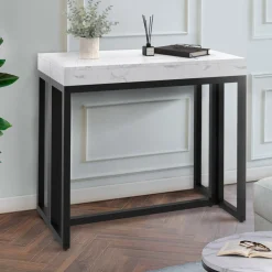 IDMarket Table console extensible effet marbre blanc 10 personnes* Collection Design|Consoles
