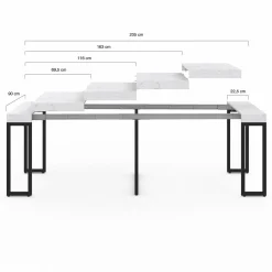 IDMarket Table console extensible effet marbre blanc 10 personnes* Collection Design|Consoles