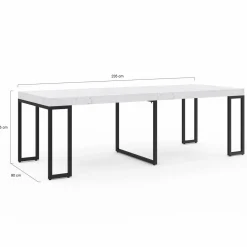 IDMarket Table console extensible effet marbre blanc 10 personnes* Collection Design|Consoles