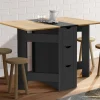 IDMarket Table console pliable bois et noir 2-4 personnes* Collection Design|Collection Contemporaine