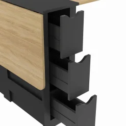 IDMarket Table console pliable bois et noir 2-4 personnes* Collection Design|Collection Contemporaine