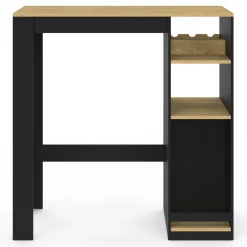 IDMarket Table de bar 2 personnes bois et noir avec placard et range bouteilles* Mange Debout|Tables Hautes