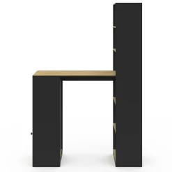 IDMarket Table de bar avec rangements noir et bois* Mange Debout|Tables Hautes