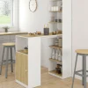 IDMarket Table de bar blanc et bois avec rangements* Collection Moderne|Mange Debout