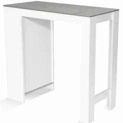 IDMarket Table de bar haute 2 à 4 personnes blanche et grise effet béton* Meubles Blancs|Collection Design