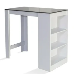 IDMarket Table de bar haute 2 à 4 personnes avec rangement* Meubles Hauts|Meubles Blancs