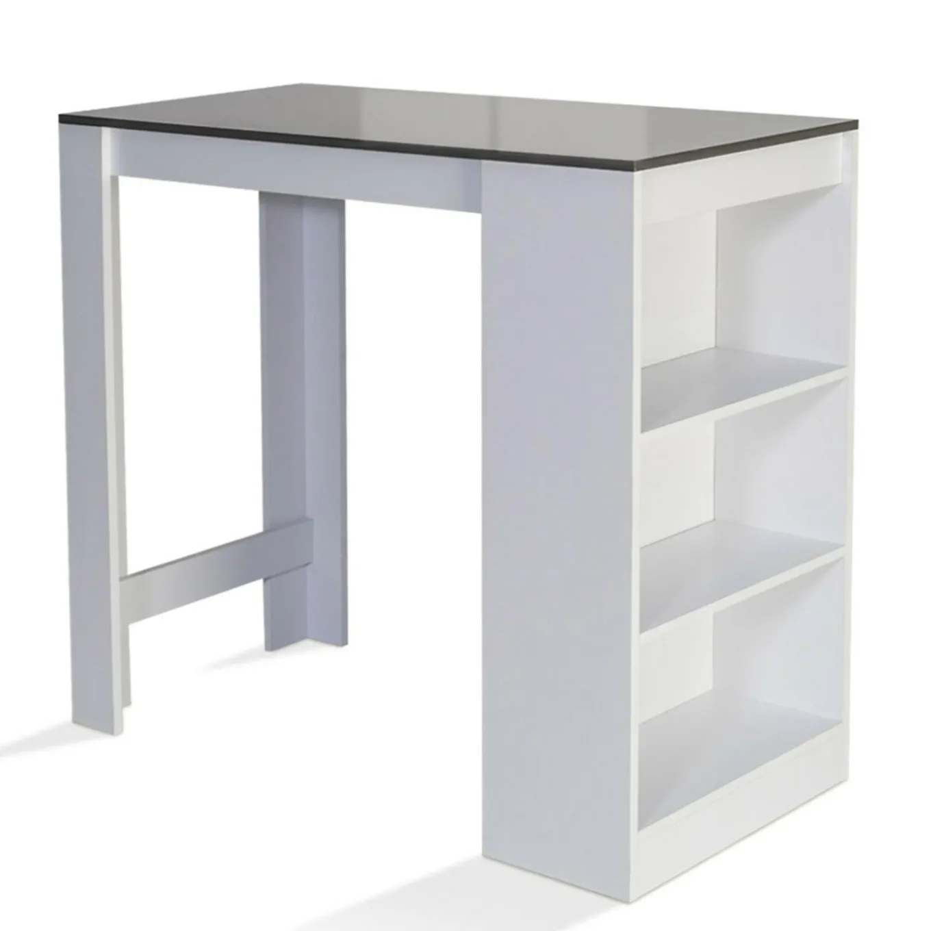 IDMarket Table de bar haute 2 à 4 personnes avec rangement* Meubles Hauts|Meubles Blancs