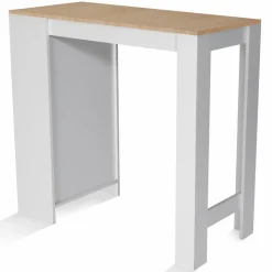 IDMarket Table de bar haute 2 à 4 personnes bois blanc et imitation hêtre* Meubles Blancs|Collection Design