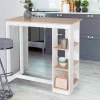 IDMarket Table de bar haute imitation hêtre et blanche* Meubles Hauts|Meubles Blancs