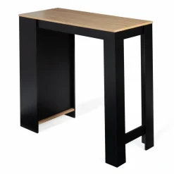 IDMarket Table de bar haute noire et bois 2 à 4 personnes avec rangement* Meubles Noirs|Collection Design
