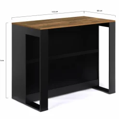 IDMarket Table de bar îlot bois noir et plateau foncé* Collection Vintage|Mange Debout