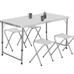 IDMarket Table de camping pliante de 120 cm à hauteur réglable pour 4 personnes* Mobilier Pliant D'Appoint|Salons De Jardin