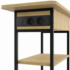 IDMarket Table de chevet / d'appoint design industriel avec multiprise* Tables Basses