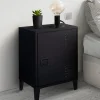 IDMarket Table de chevet casier métal noir* Meubles Bas|Collection Métal