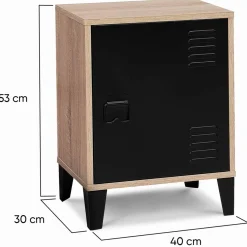 IDMarket Table de chevet casier métal noir et bois* Meubles Bas|Collection Métal