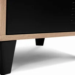 IDMarket Table de chevet casier métal noir et bois* Meubles Bas|Collection Métal