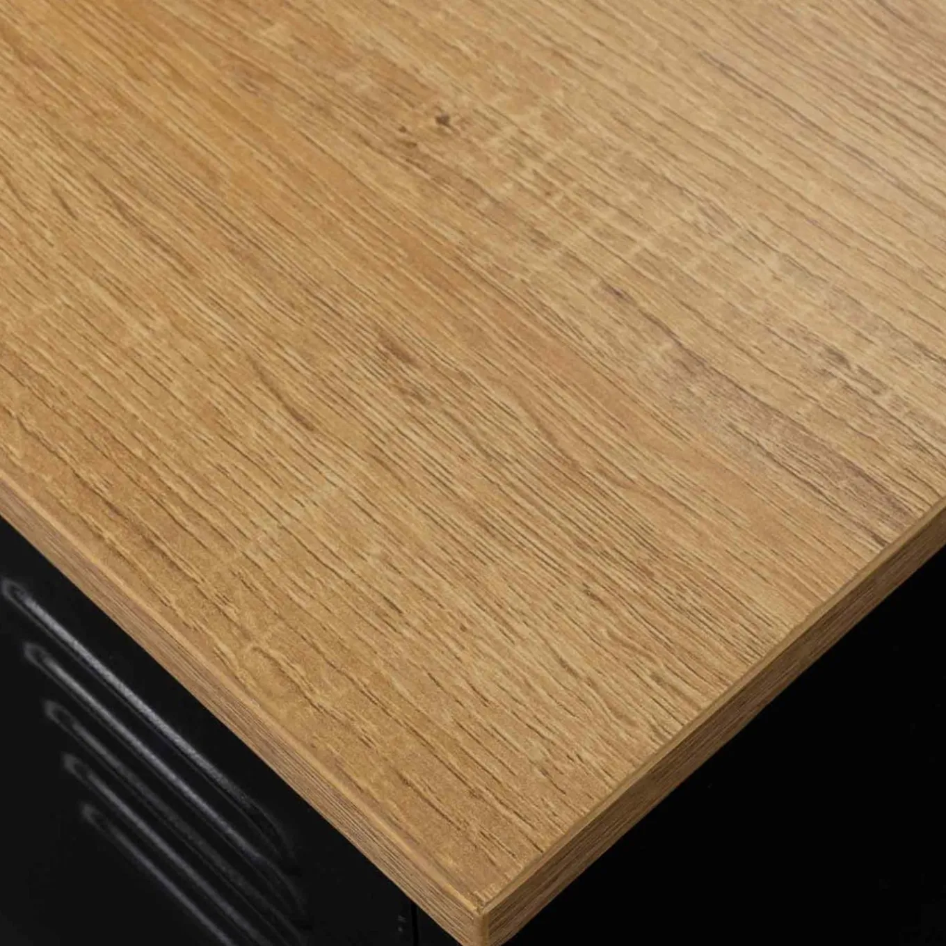 IDMarket Table de chevet casier porte métal noir et plateau bois* Meubles Noirs|Chambre Complète Adulte