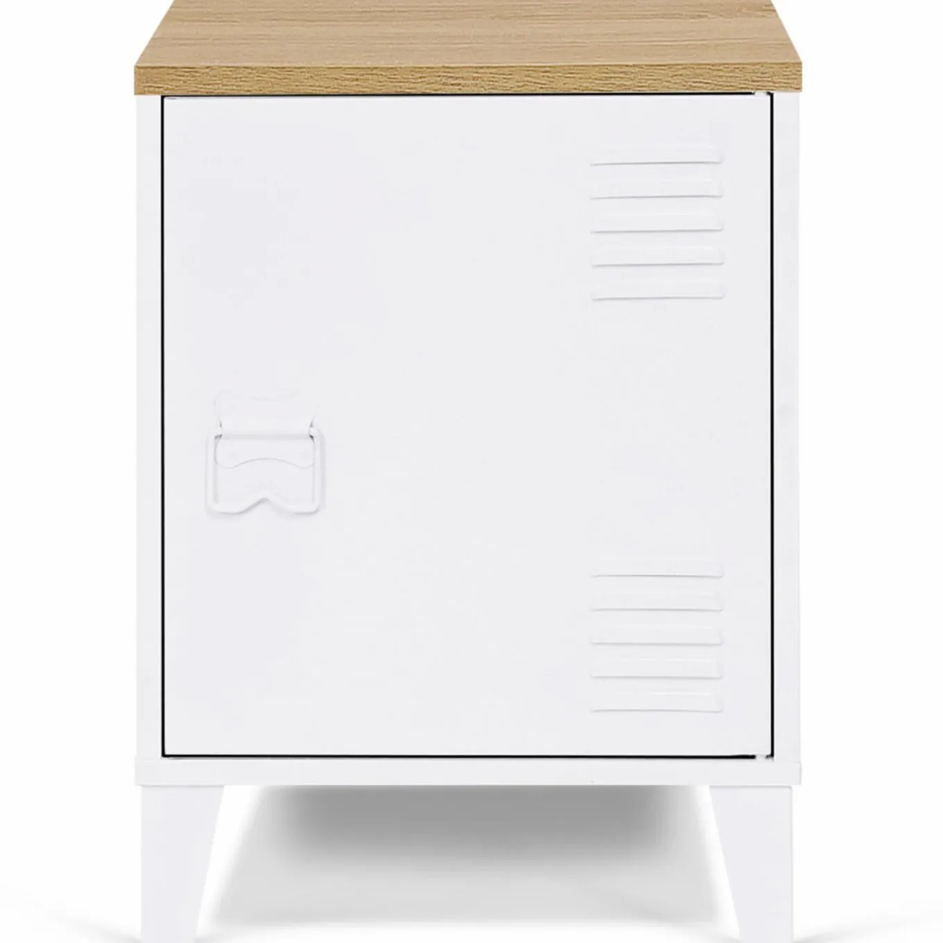 IDMarket Table de chevet industrielle porte métal et plateau imitation hêtre* Meubles Blancs|Tables De Chevet