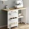 IDMarket Table de couture pliante à roulettes avec 4 étagères* Meubles En Bois|Collection Contemporaine