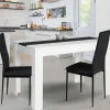 IDMarket Table de cuisine 6 personnes blanche et noire* Meubles Blancs|Collection Design