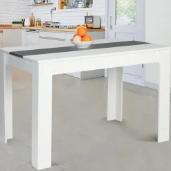 IDMarket Table de cuisine 6 personnes blanche et grise* Meubles Bas|Meubles Blancs