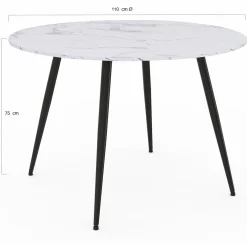 IDMarket Table de cuisine ronde 4-6 personnes effet marbre blanc 110cm* Collection Design|Tables