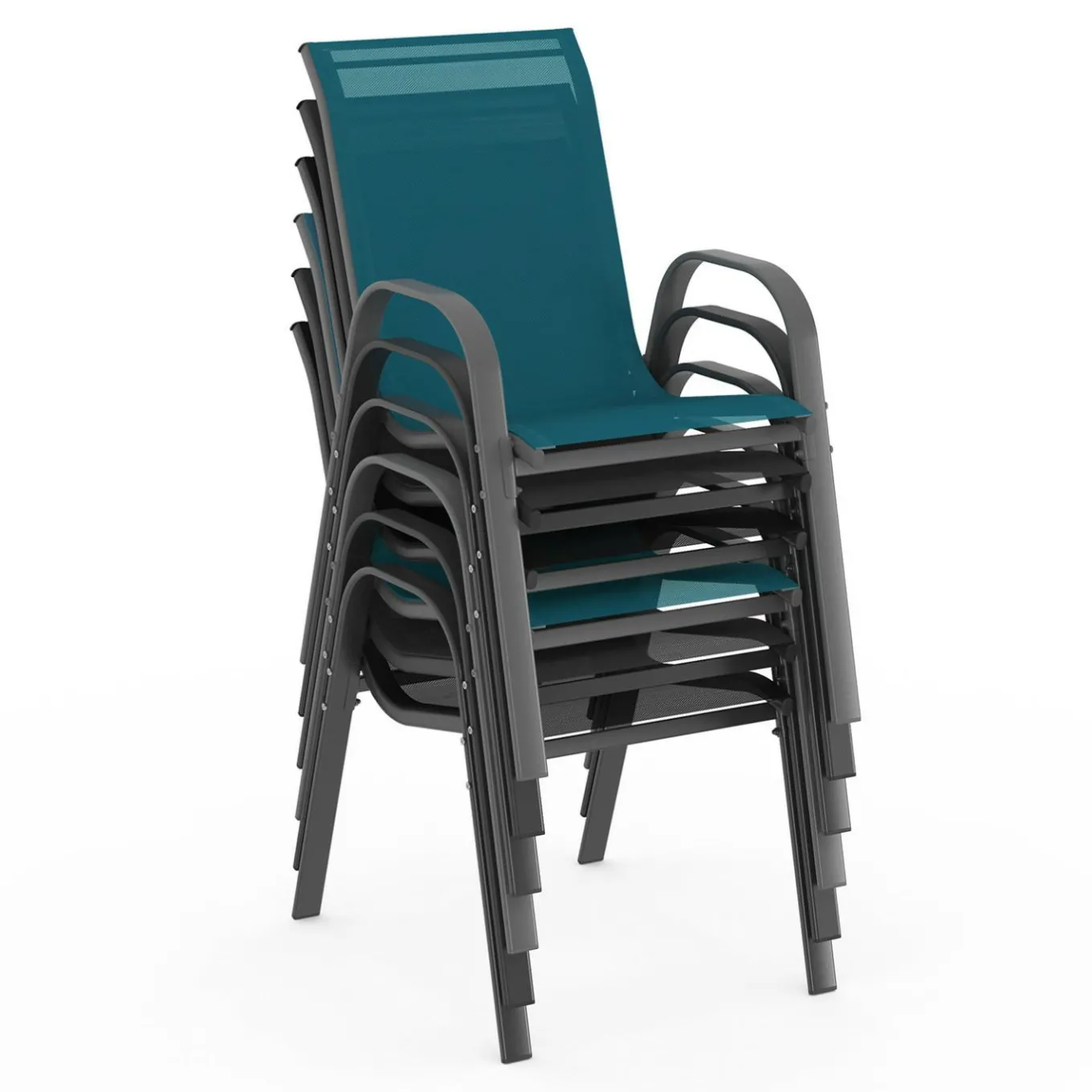 IDMarket Table de jardin 240 cm 10 personnes et chaises empilables bleues, grises et noires* Salons De Jardin