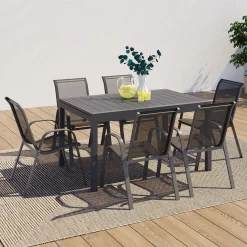 IDMarket Table de jardin extensible 12 places avec chaises* Salons De Jardin