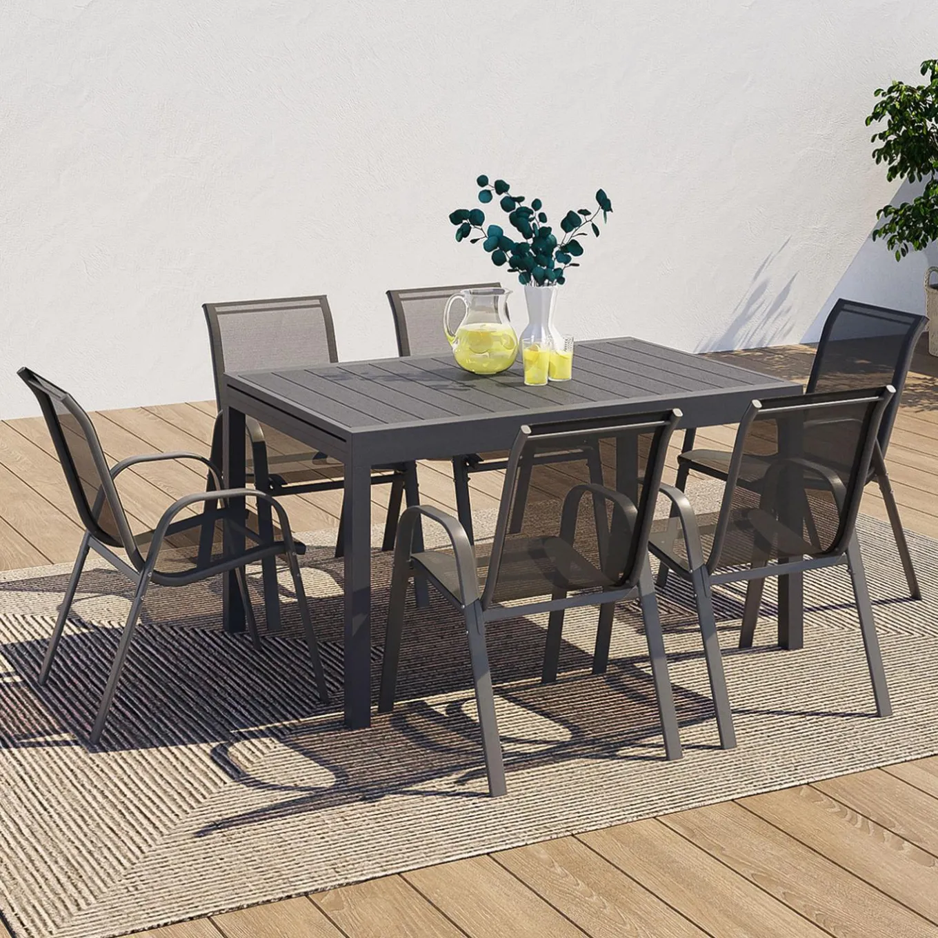 IDMarket Table de jardin extensible 12 places avec chaises* Salons De Jardin