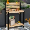 IDMarket Table de plantation rempotage et préparation en bois naturel et noir* Carrés Potager|Serres À Tomates Et Équipement Du Potager