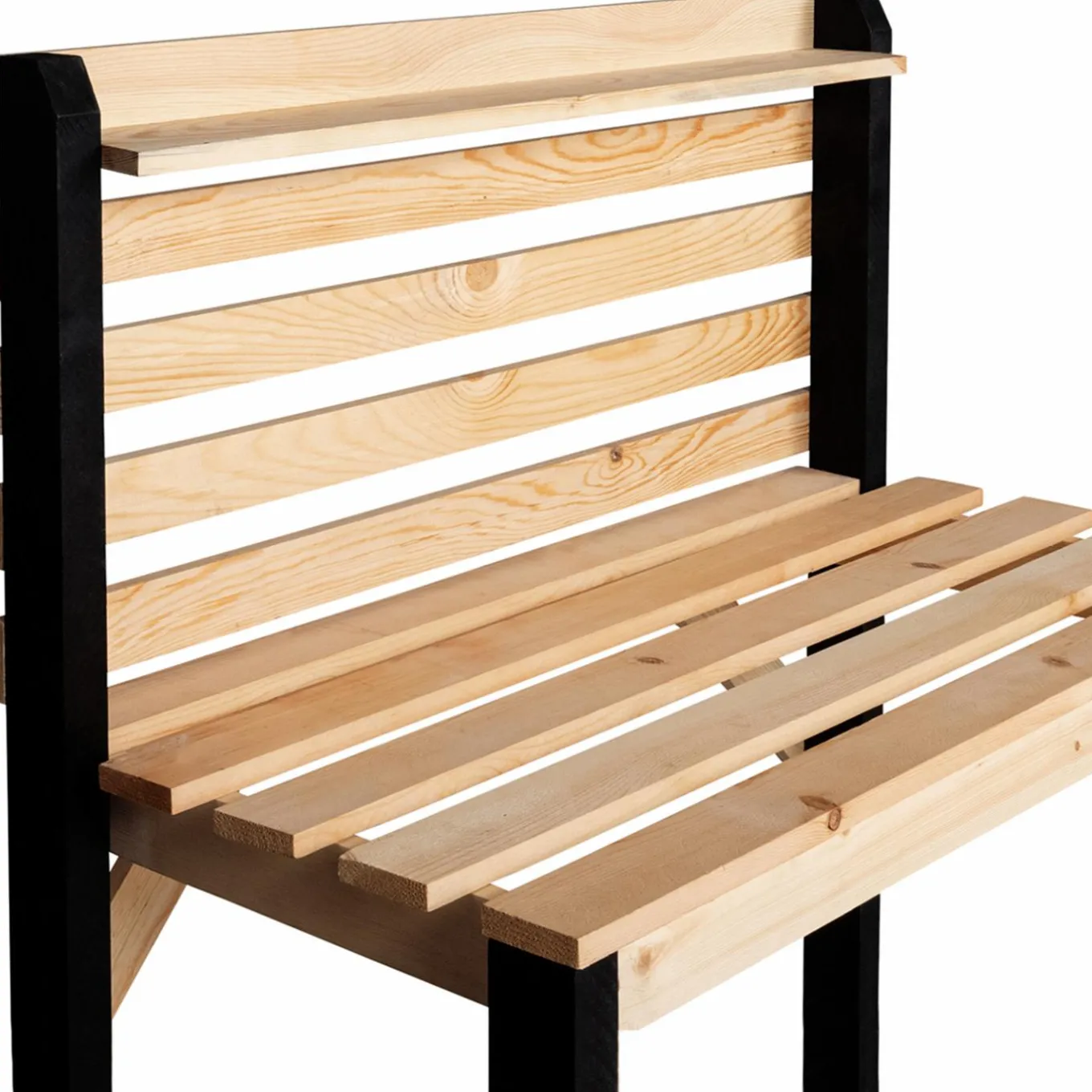 IDMarket Table de plantation rempotage et préparation en bois naturel et noir* Carrés Potager|Serres À Tomates Et Équipement Du Potager