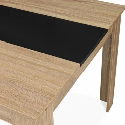 IDMarket Table de salle à manger extensible en bois imitation hêtre et noire 6-10 personnes* Meubles En Bois|Collection Design