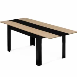 IDMarket Table de salle à manger extensible noire et imitation hêtre 6-10 personnes* Collection Design|Collection Contemporaine